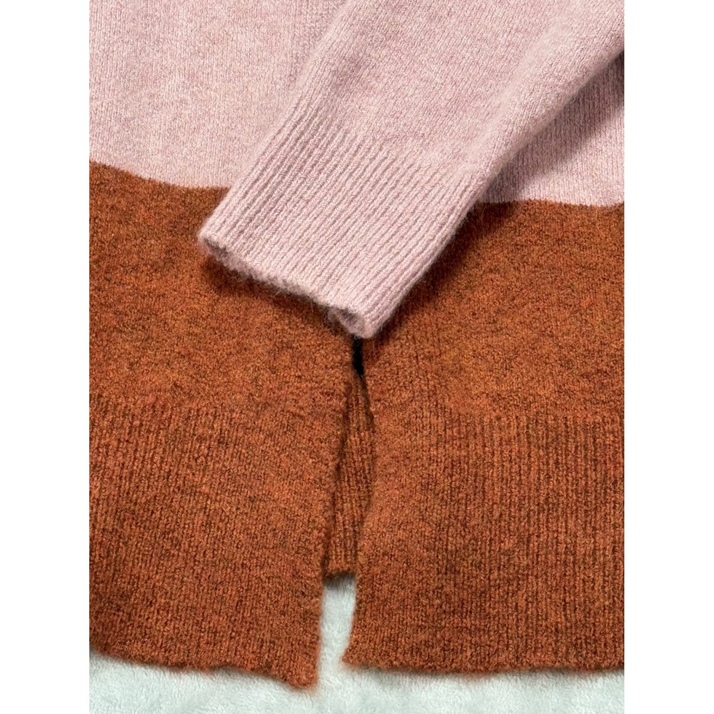Madewell Cardigan Sweater M Color Block Open Front Knit Pink Brown Beige - Picture 8 of 8